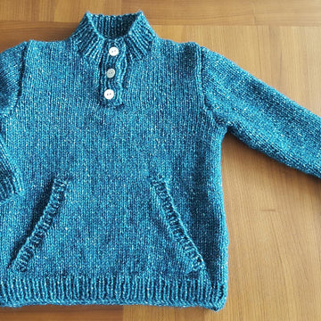 Paxton - kids buttoned neck sweater with pocket