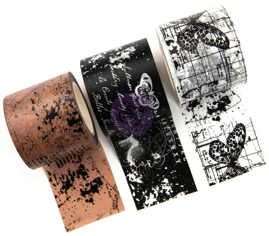 Prima Marketing Traveler's Journal Decorative Tape 3/Pkg - Butterfly Notes, 35mm/10yds Each