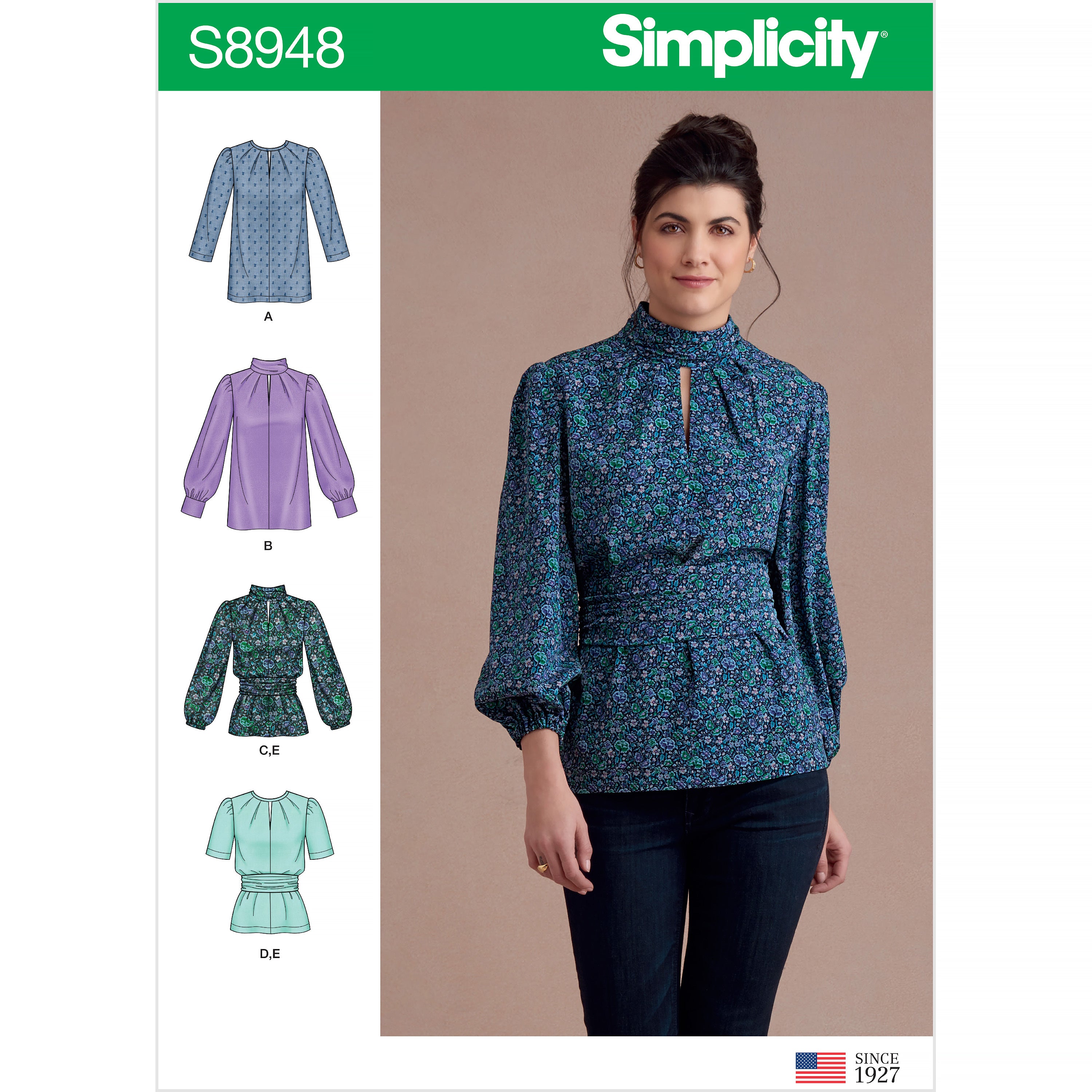 Simplicity S8948 Misses Blouses with Cummerbund - Sewing Pattern