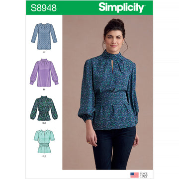 Simplicity S8948 Misses Blouses with Cummerbund - Sewing Pattern
