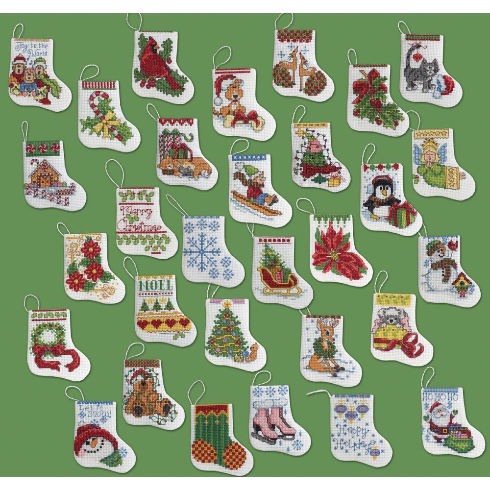 Bucilla More Tiny Stocking Ornaments Counted Cross Stitch Kit - 2.5in x 3in