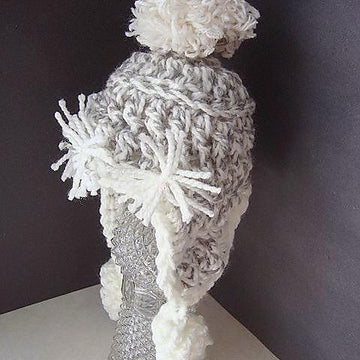 352, SKI BUNNY HAT, crochet, size newborn to age 3