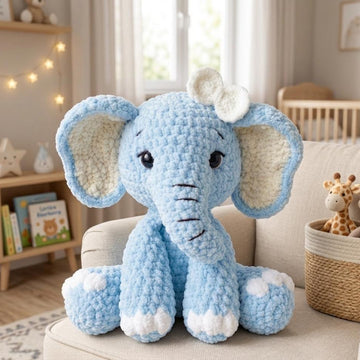 Crochet Sitting Elephant Amigurumi Pattern PDF