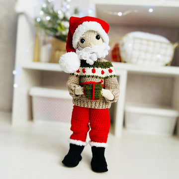 Amigurumi doll, crochet doll pattern, doll clothes crochet pattern, Santa Claus and Mrs. Claus