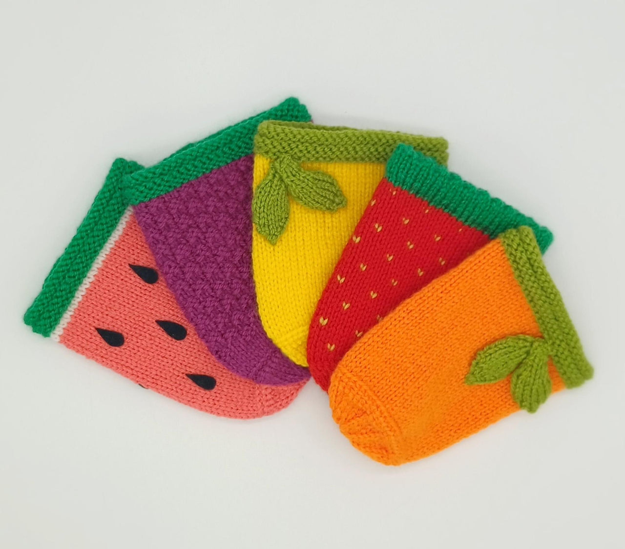 PDF Summer Fruits DK knitting pattern Can Sleeve Cosy/Sleeve/Coozie/Cozy Summer Vibes Easy Knitting Pattern Charity Knits Beer Bottle
