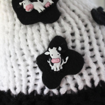 Knitted Cow Beanie