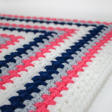 Modern Preppy Infinity Granny Square Crochet Blanket
