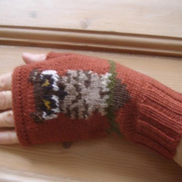 Tiny Owl fingerless gloves/mitts