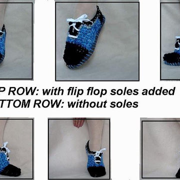 551 Crochet slipper/shoe, Blue lace-up shoe