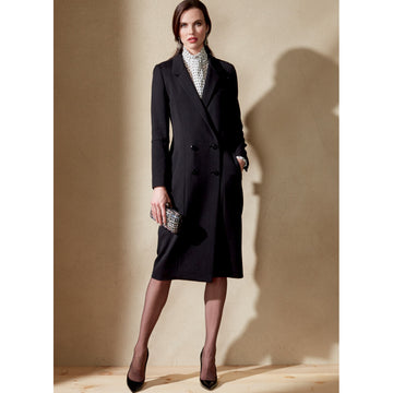 Vogue Misses' Double-Breasted Lined Coat with Back Belt V1562 - Sewing Pattern