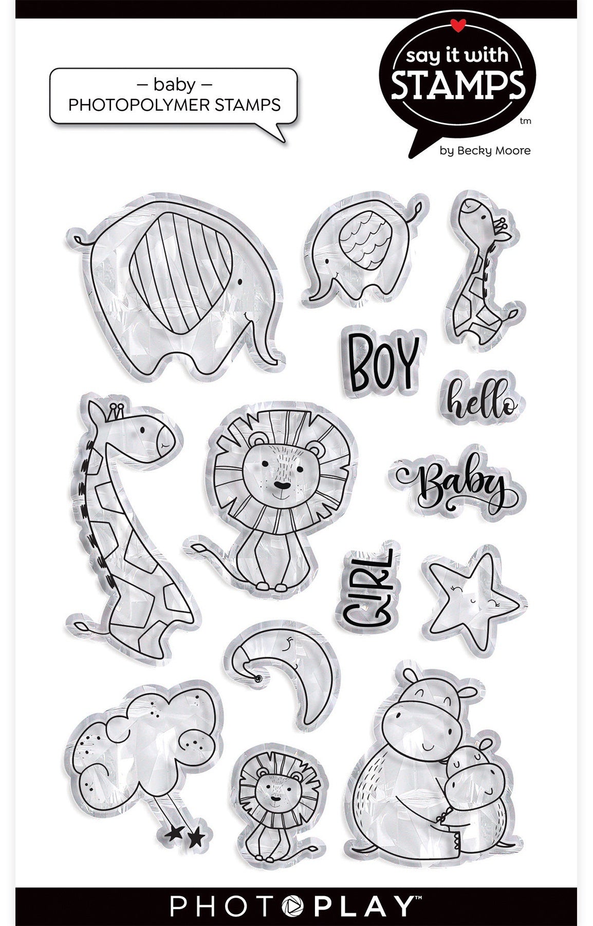 Photoplay Paper PhotoPlay Say It With Stamps Photopolymer Stamps - Baby Hugs & Kisses