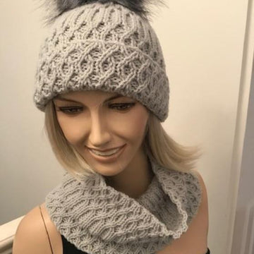 Ladies Mock Cable Hat & Cowl Aran Yarn