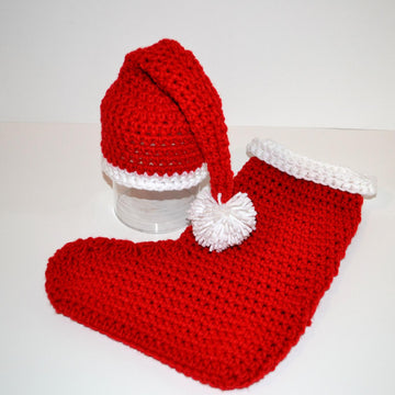 Christmas Stocking Cocoon & Santa Hat Photo Prop