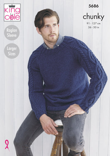 Mens Sweatres Knitted in King Cole Subtle Drifter Chunky - 5686 - Downloadable PDF