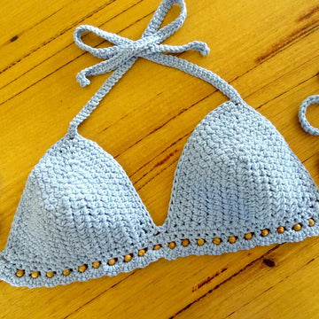 Crochet Beaded Bikini Halter Top