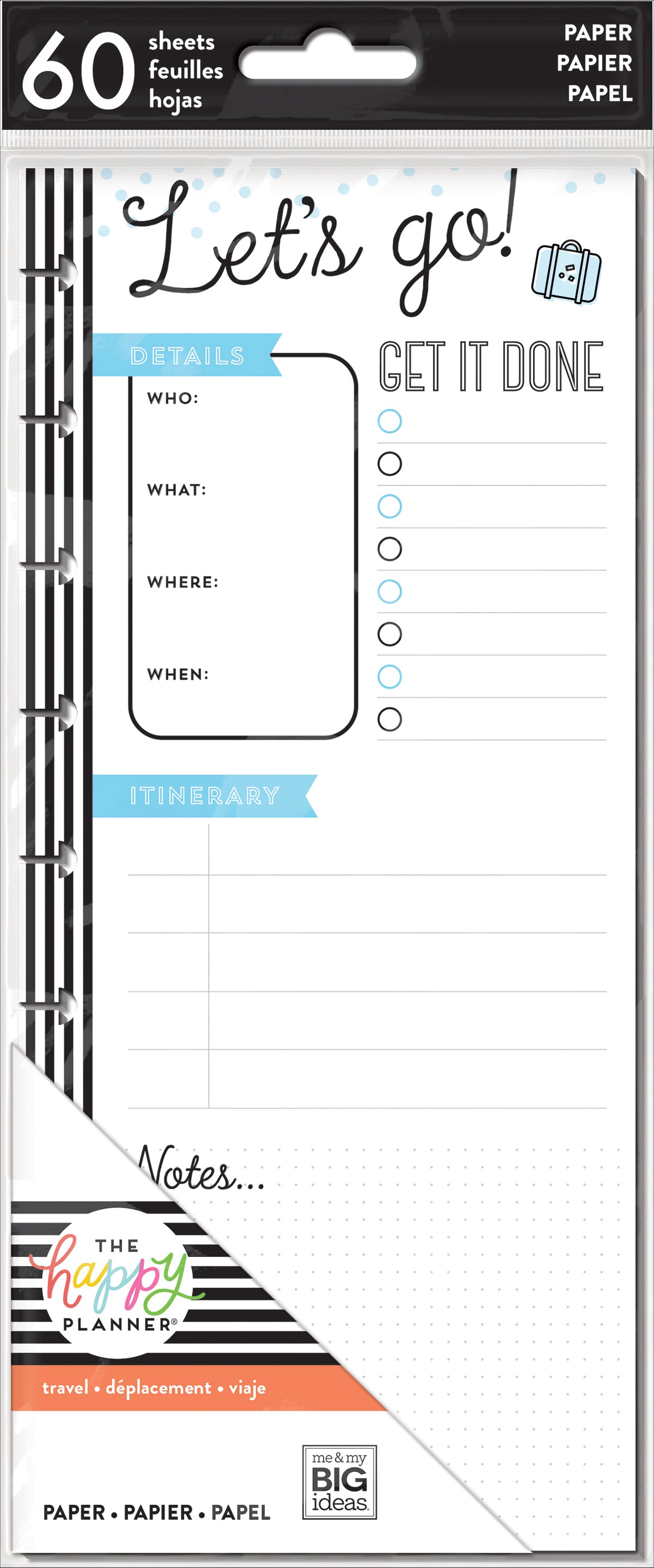 Happy Planner Medium Half Sheet Fill Paper 60/Pkg - Travel