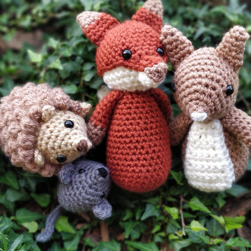 Fall Autumn amigurumi crochet Pumpkin Acorn Chestnut Leaves Maple Leaf Mushroom Pinecone Mouse Hedgehog Squirrel Garland bunting