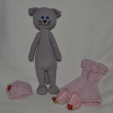 Luiza Grey cat amigurumi doll
