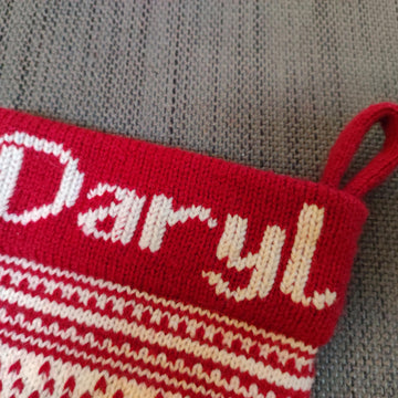 Personalised Fairisle Nordic Winter Forest Scene Christmas Stocking