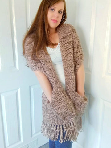 Crochet Harvest Moon Pocket Shawl Pattern