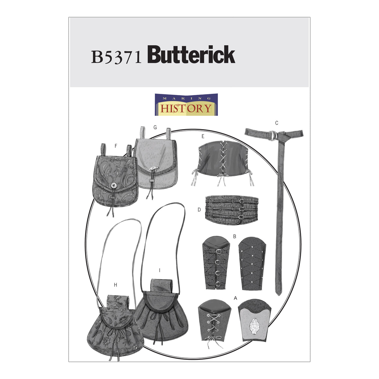 Butterick Misses'/Men's Wrist Bracers, Corset, Belt And Pouches B5371 - Sewing Pattern