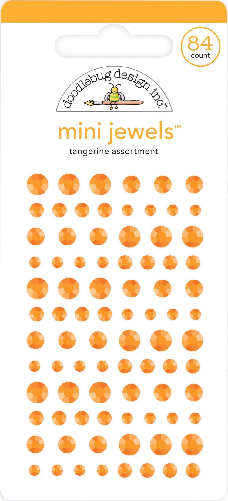 Doodlebug Adhesive Mini Jewels - Tangerine
