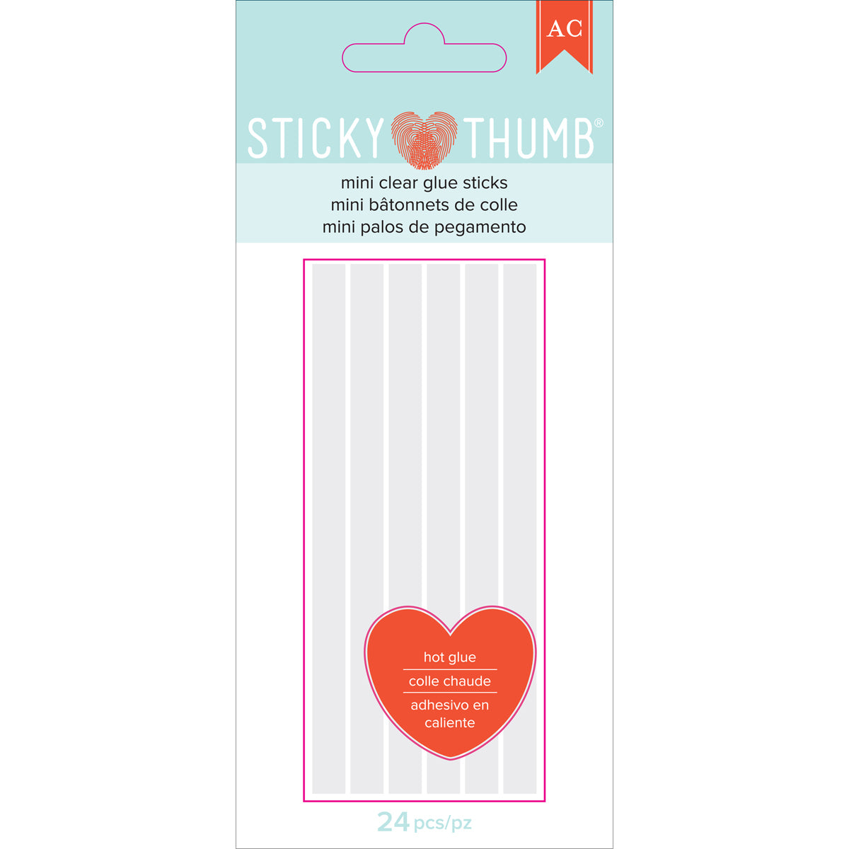 American Crafts Sticky Thumb Mini Hot Glue Sticks - Clear 4"X.28" 24/Pkg