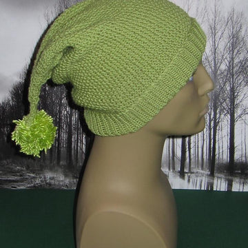 Moss Stitch (Seed Stitch) Pixie Bobble Slouch Hat