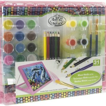 Royal Brush Mixed Media Pink Easel Art Set 31/Pkg - 562363