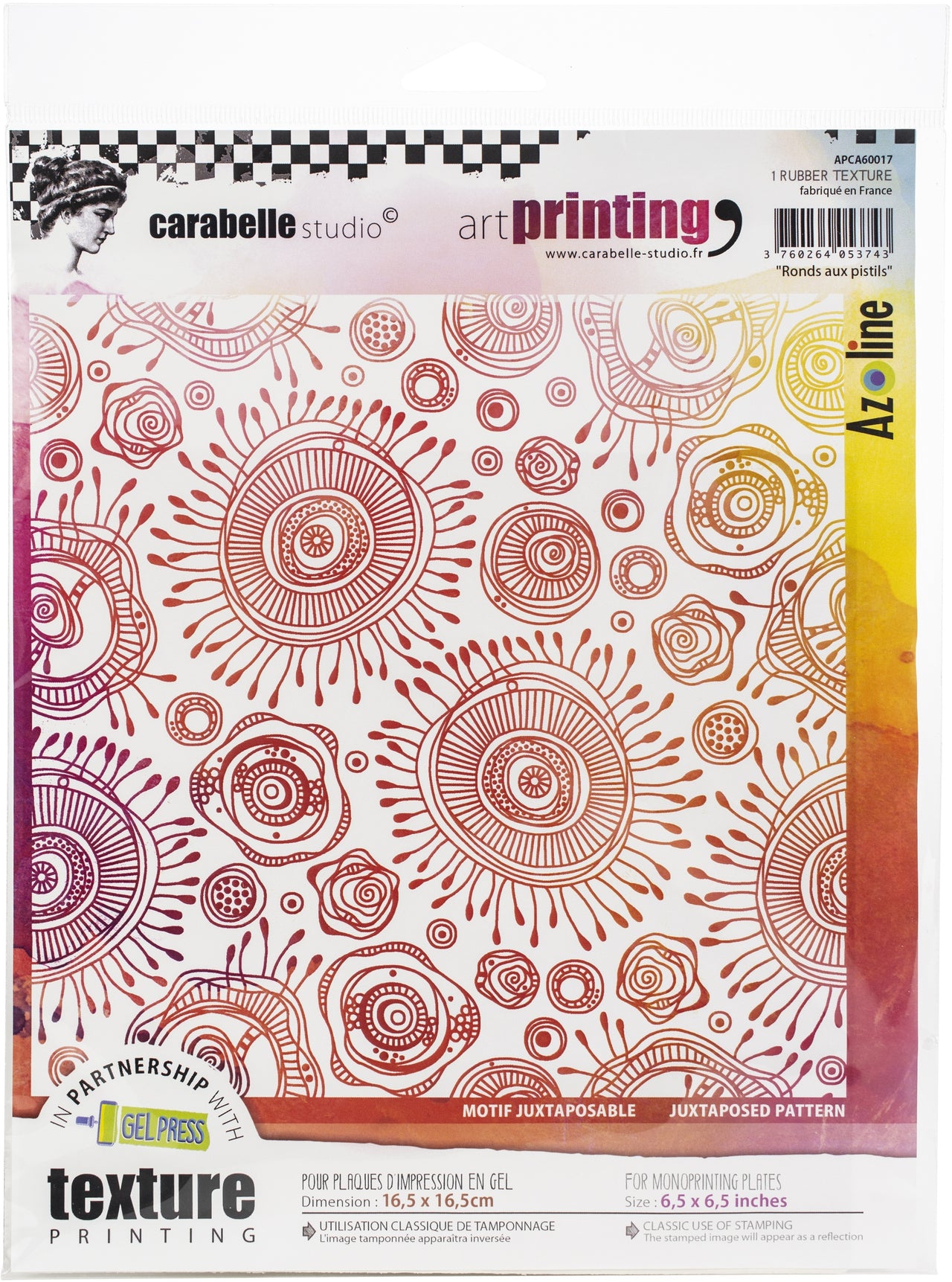 Carabelle Studio Art Printing Square Rubber Texture Plate - Circles In Pistils