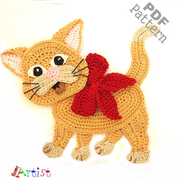 Cat 2 crochet applique pattern