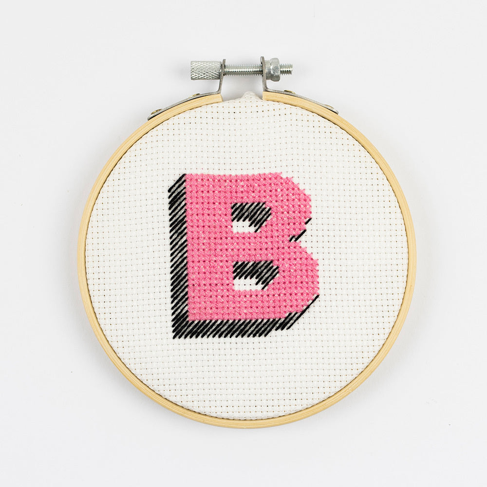 Cotton Clara Drop Shadow Alphabet Cross Stitch Kit (Pink/Blue)