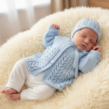 Baby Jacket & Hat Knitting Pattern UK & USA Terms #372