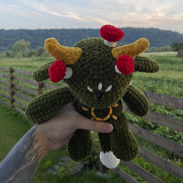 Forest Monster | Crochet Pattern | Mysterious creature with three eyes and mushrooms on its head