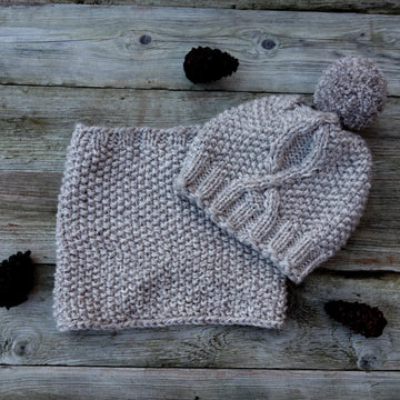 Oatmeal Cable Hat and Cowl