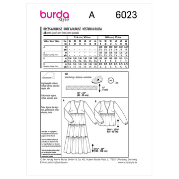 Burda Style Ladies Outerwear Dress / Blouse B6023 - Paper Pattern, Size 34 - 44
