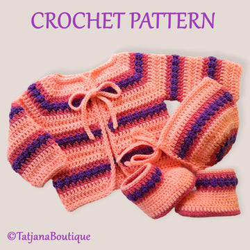 Baby Cardigan, Bonnet & Booties