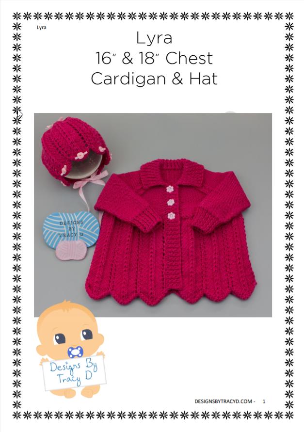 Lyra baby matinee coat knitting pattern 0-3mths & 3-6mths
