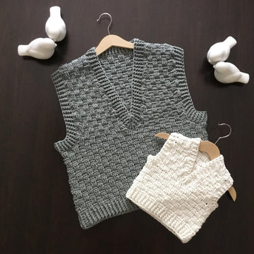 Harmony Basketweave V Collar Vest N 691