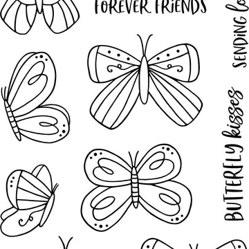 Jane's Doodles Clear Stamps 4"X6" - Doodle Butterflies