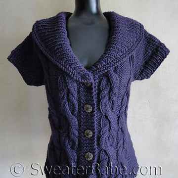 #118 Fitted Cabled Shawl-Collared Vest