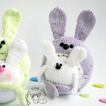 Mothers and children Bunnies. Marsupial Bunny. Pregnant rabbit.