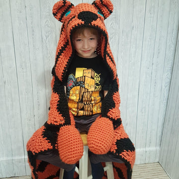 2in1 Safari Tiger Hooded Blanket