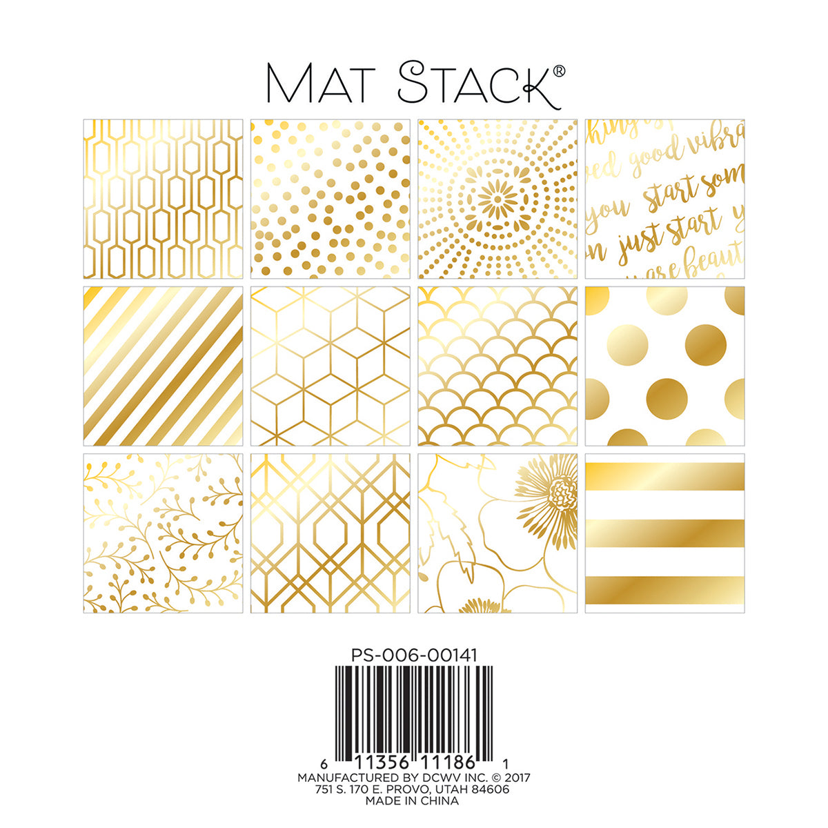 American Crafts DCWV Single-Sided Cardstock Stack 6"X6" 40/Pkg - Gold Foil - White W/Gold Foil