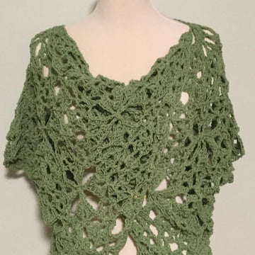 Twist-Front Lace Motif Sweater Top