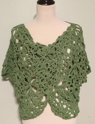Twist-Front Lace Motif Sweater Top