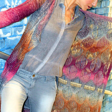 Knitting Pattern Long Cardigan ELEGANCE | Lace & Drop Stitch PDF