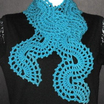 Exquisite Aqua Wheelie Lace Scarf