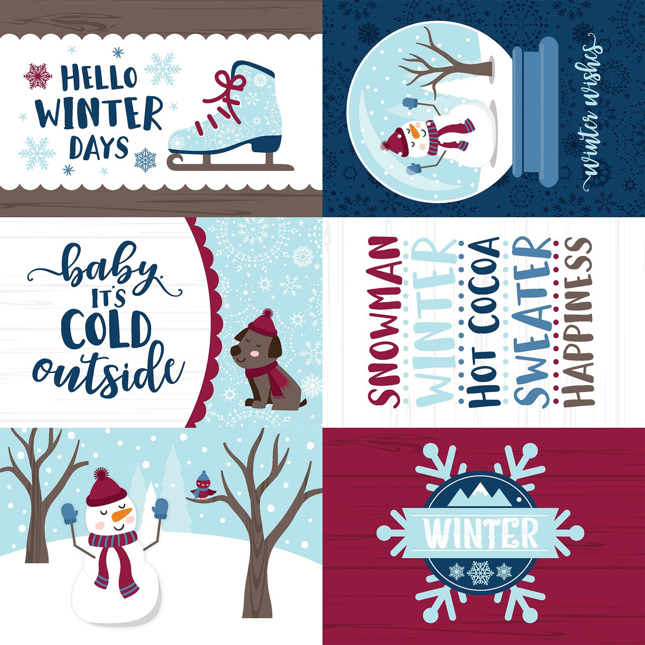 Echo Park Paper My Favorite Winter Double-Sided Cardstock 12"X12" 25/Pkg - 4"X6" Journaling Cards