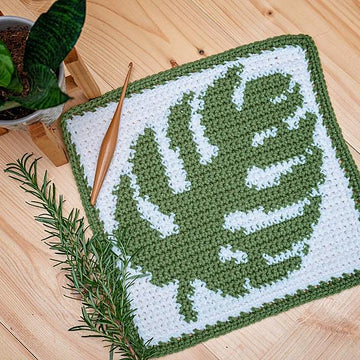 Monstera Crochet Square